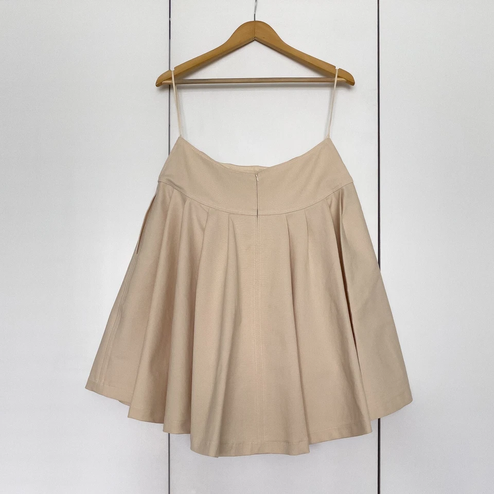 OSCAR DE LA RENTA: Women's A-Line Pleated Skirt, Beige, Size 10 - Image 2 of 4