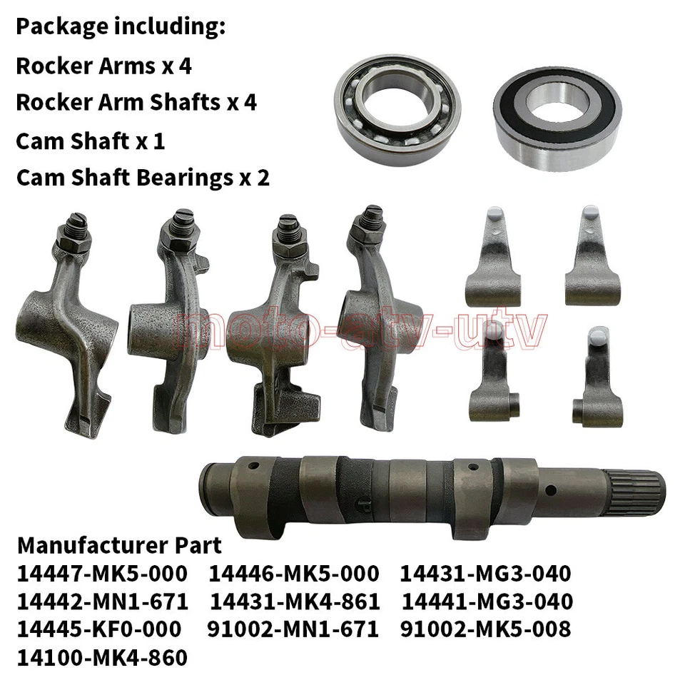 Cam Shaft Bearings Rocker Arm Shafts Kit Set for Honda Tourist Trophy 500 XR600R Foto 3 de 4