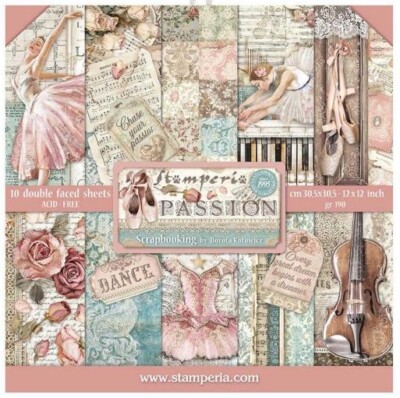 STAMPERIA-1 SET Scrapbooking Papier-doppelseitig-30,5 cm-Passion-SBBL84