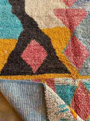 Moroccan Beni ourain Wool Handmade Pink Rug Berber Boho Carpet 6.7x9.8
