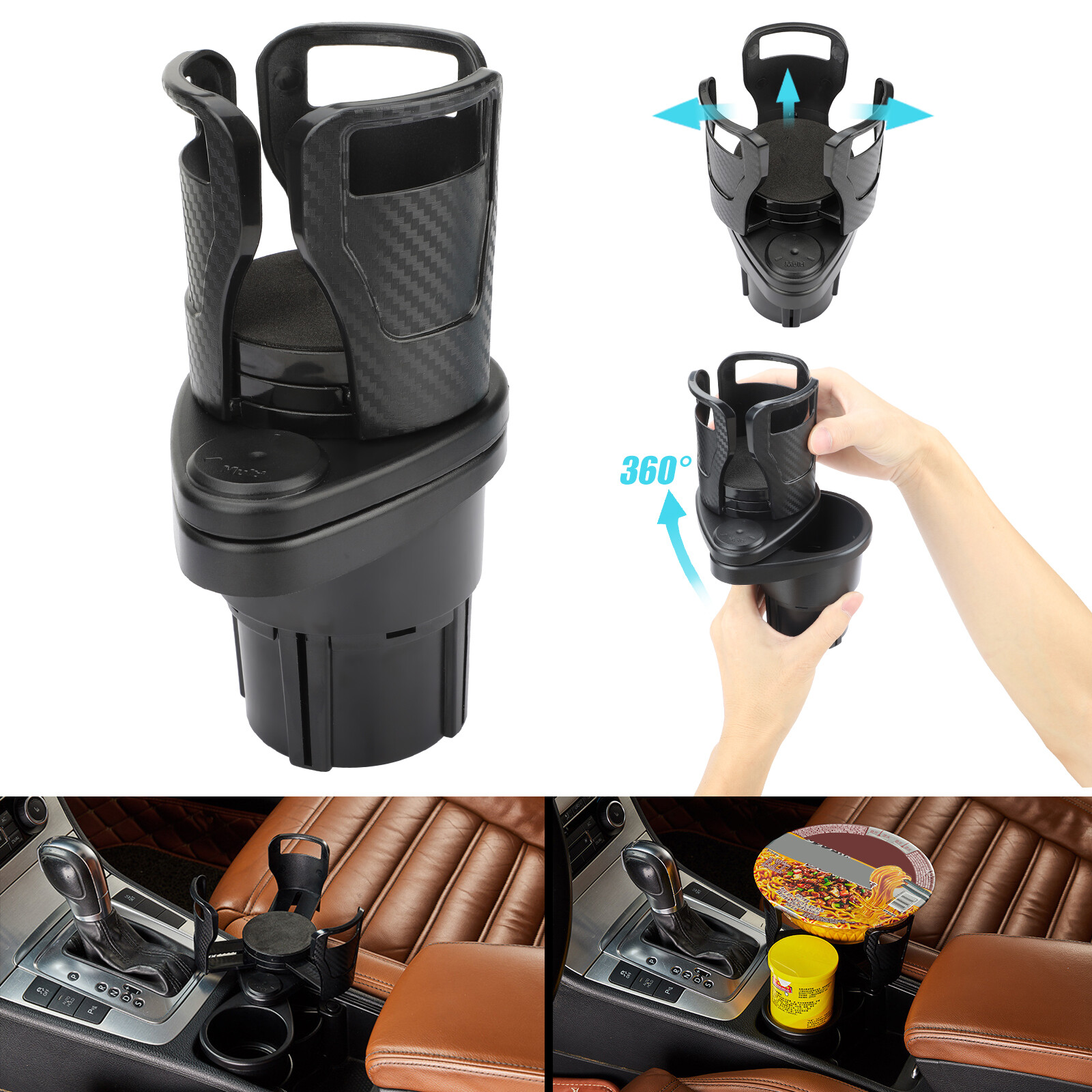 Car Cup Holder Universal Expander Auto Drink Holder 360° Rotating