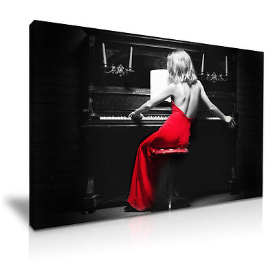 Sexy Lady Piano Red Dress Canvas Wall Art Picture Print 76cmx50cm | eBay