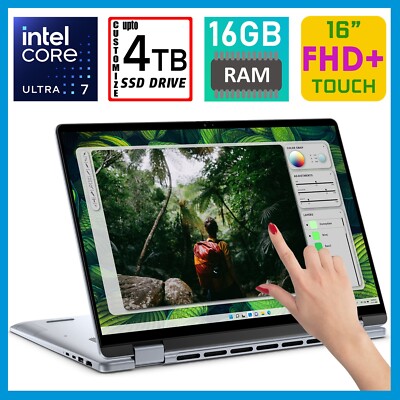 Dell 16 7640 16'' FHD 2-in-1 Intel Core ULTRA 7 155H Custom Upto 4TB SSD 16GB RAM