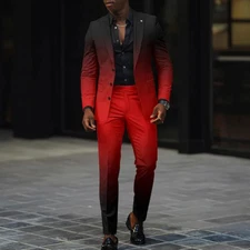 Mens 2 Piece Suit Smart Casual Classic Business Tailored Fit Office Formal Prom