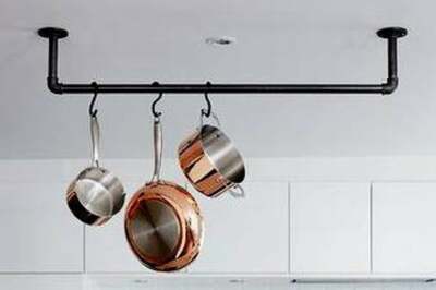 Kitchen Pan Rack, Ceiling or Wall Mount- Complete ''DIY'' Kit - 48  Long x 5'' Tall