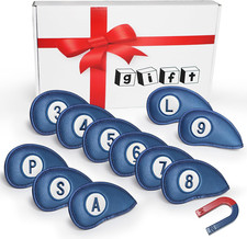 Golf Club Covers for Irons Magnetic Value 11 Pack, Synthetic Leather Deluxe Head