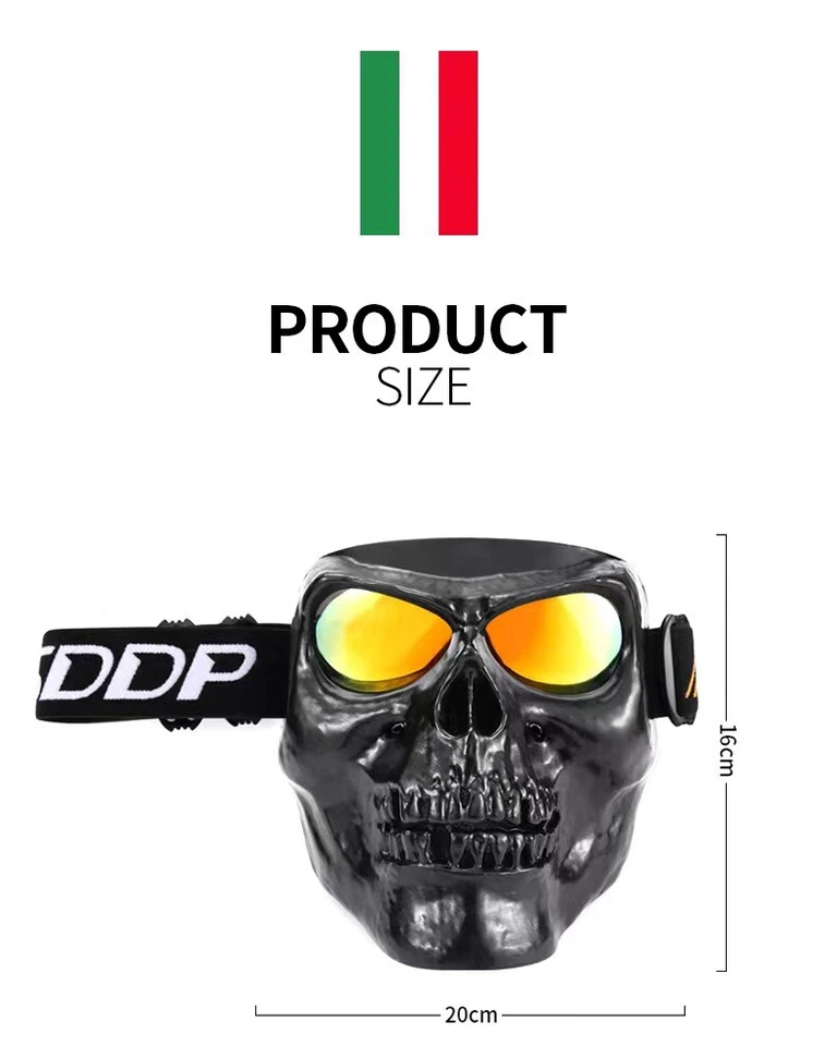 Motorcycle Face Shield Helmet skull Mask Goggles Dust-proof Black White - Image 4 of 4