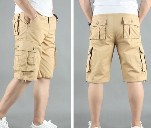 Pantalones Cortos Para Hombre Mezcla Algodón Bolsillos Carga Transpirables Informales Ejército Verano Pantalones Nuevos - Imagen 15 de 19