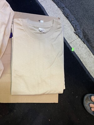 2 Beige Large AAA Mens T Shirts Solid Heavyweight Cotton