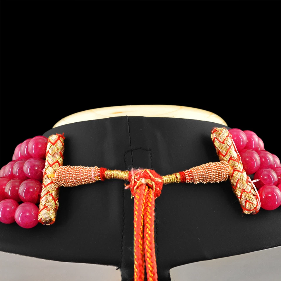 1056.00 CTS ENHANCED RUBY RARE 4 STRAND ROUND SHAPE BEADS NECKLACE (DG) - Image 3 of 3