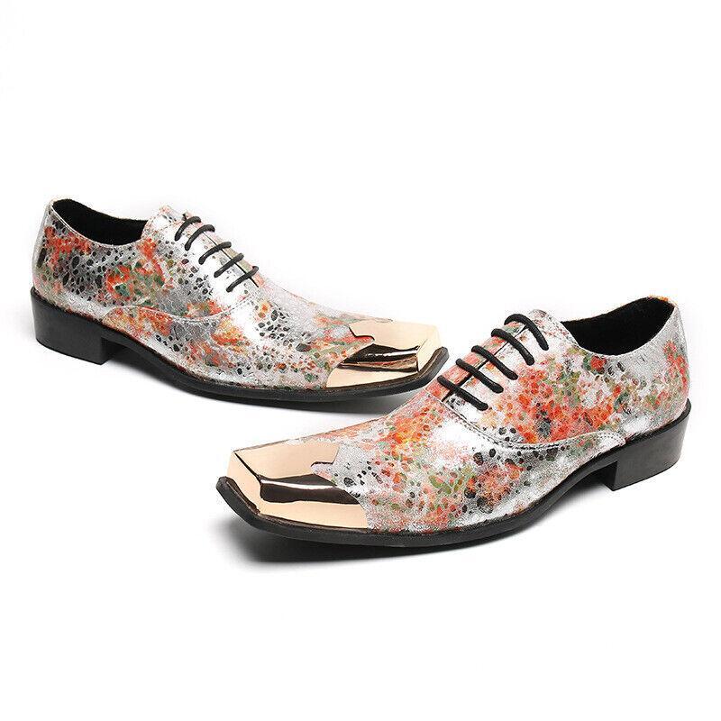 SAOLA Scarpe eleganti uomo stringate business metallo punta dorata gentiluomo multicolore