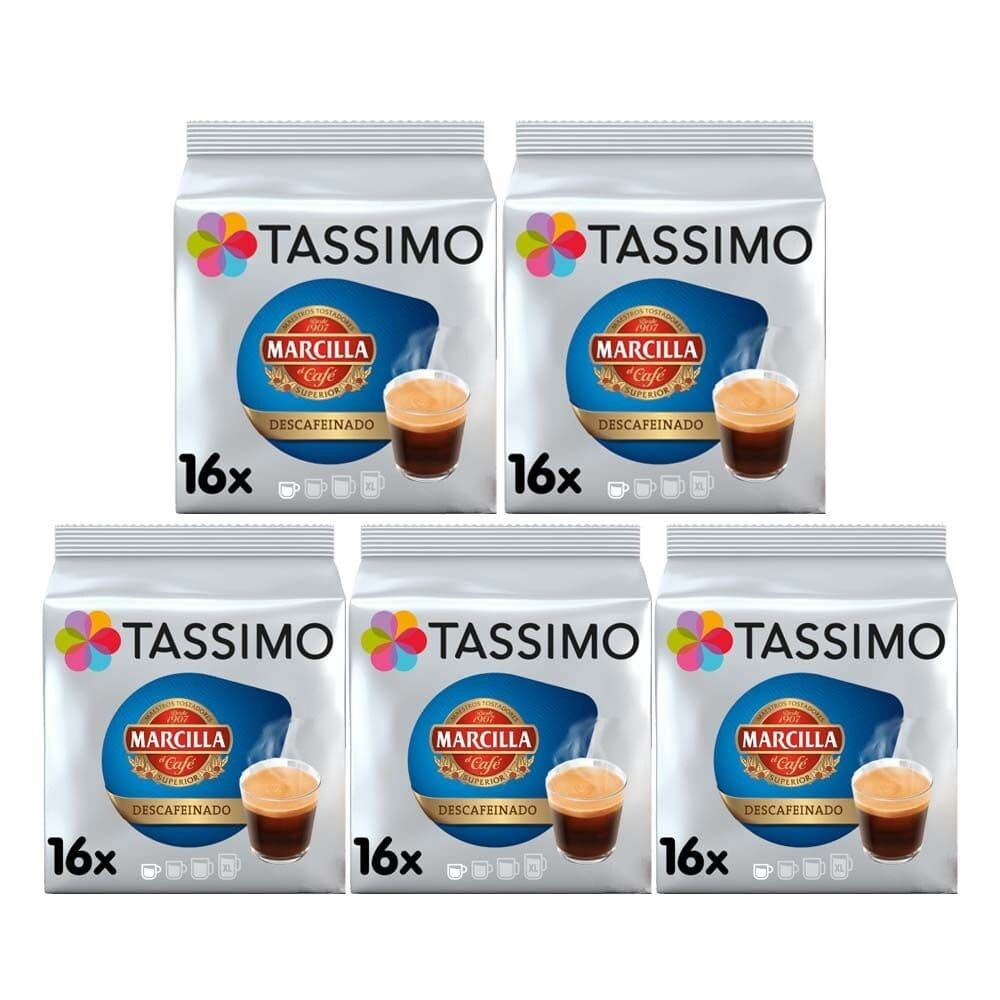 Tassimo Coffee Pods Marcilla Decafeinado 10 Packs (160 Drinks)