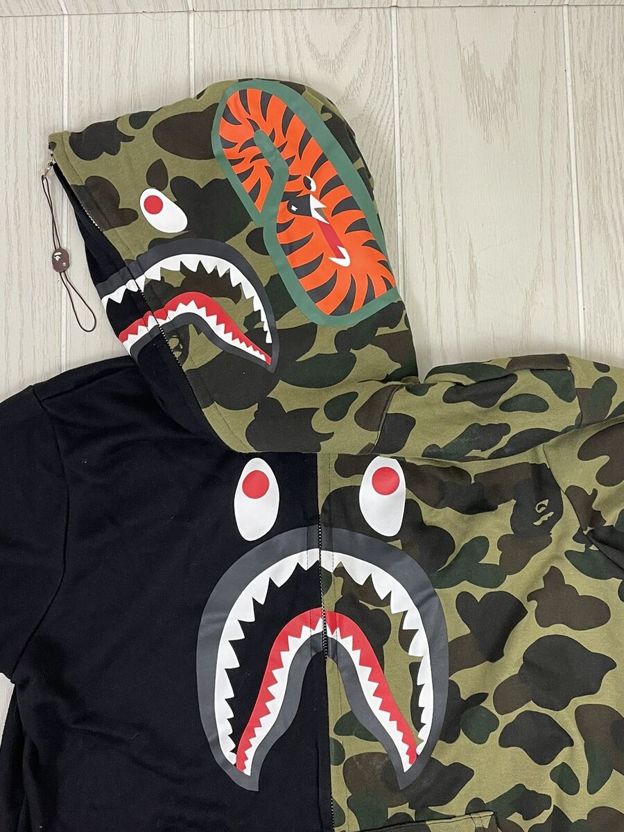 A Bathing Ape BAPE WGM Green Camo Shark Full Zip Up Hoodie A Bathing Ape BAPE WGM Green Camo Shark Full Zip Up Hoodie