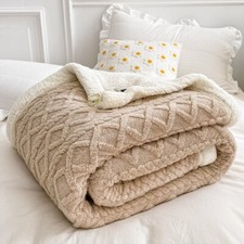 Fleece throw blanket plaid thick wool sofa bed duvet cover warm soft comfort new