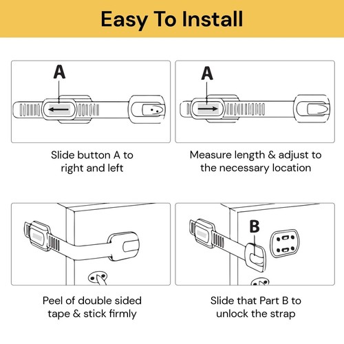Child Toddler Baby Cupboard Cabinet Safety Locks Proof Door Drawer Fridge Kids - Picture 11 of 12
