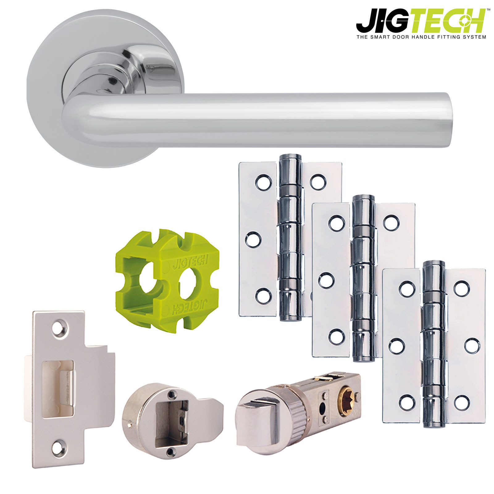 Jigtech RIVA New Door Handles Pack Hinge Latch Pack Polished Satin Chrome eBay