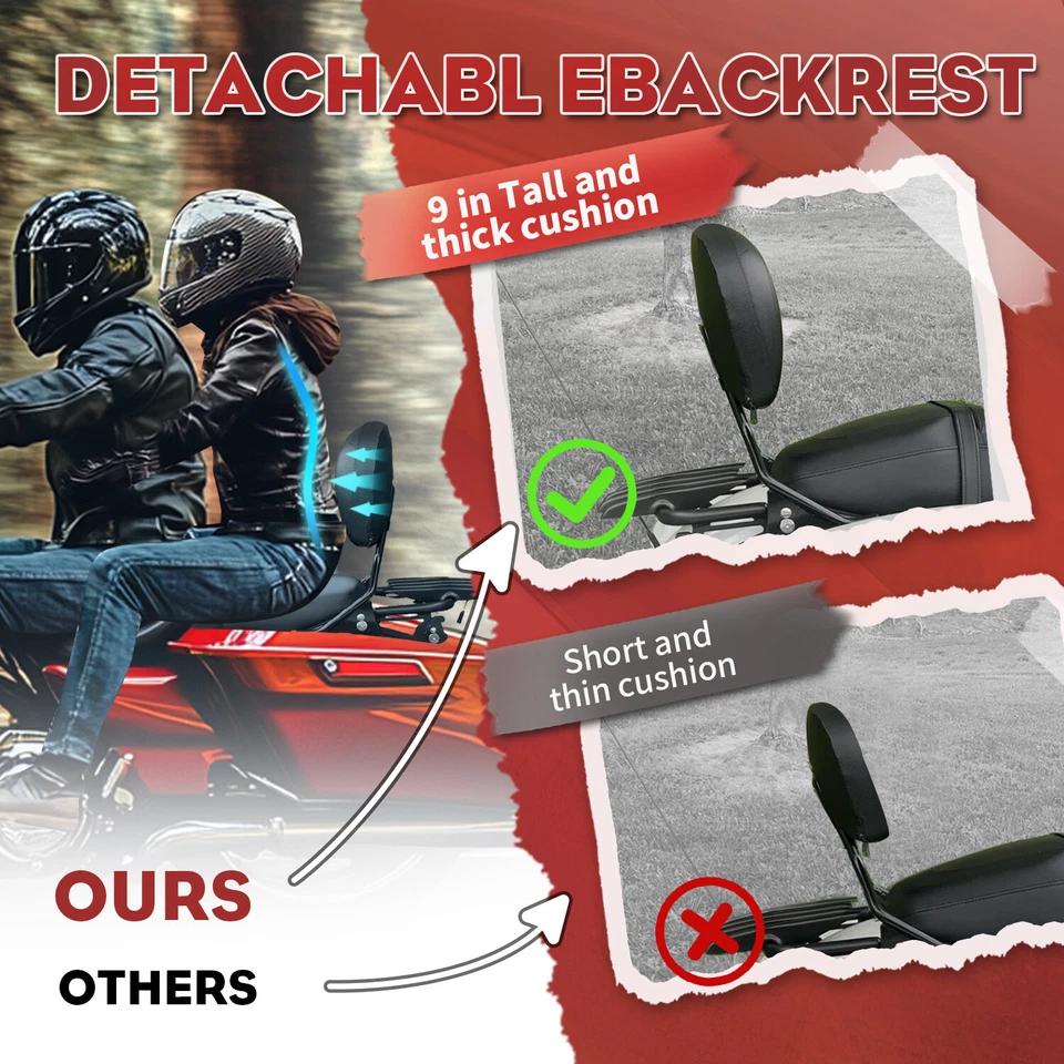 Portaequipajes sigiloso con respaldo de barra Sissy negro para Harley Street Glide 2009-2025 Foto 4 de 4