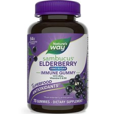 Nature's Way Sambucus Elderberry Zero Sugar Immune 70 Gummies