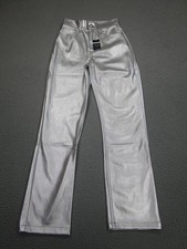 Abercrombie  Fitch Vegan Leather Pants Womens 25 00 Ultra High Rise 90s Silver