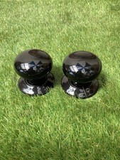 Pair Of Black Porcelain Door Knobs/Handles B620