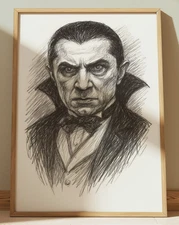 DRACULA BELA LUGOSI DRAWING PRINT SKETCH 8" x 10" HORROR PRINT WALL ART