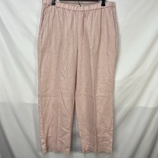 EILEEN FISHER LIGHT BLUSH PINK ORGANIC LINEN CROPPED WIDE LEG PULL ON PANTS L