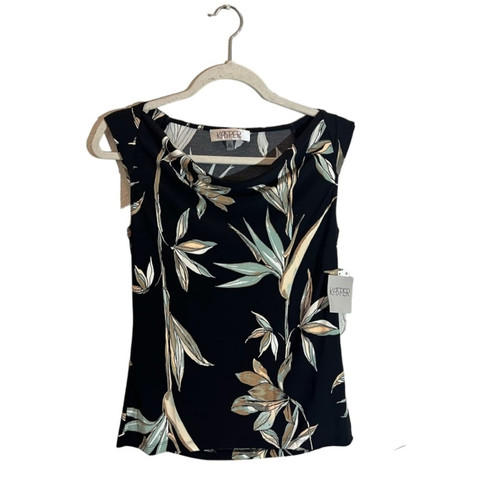 Kasper Blouse Raglan Cap Sleeve Floral Design Cowl Neck Top Women's Size XS NWT