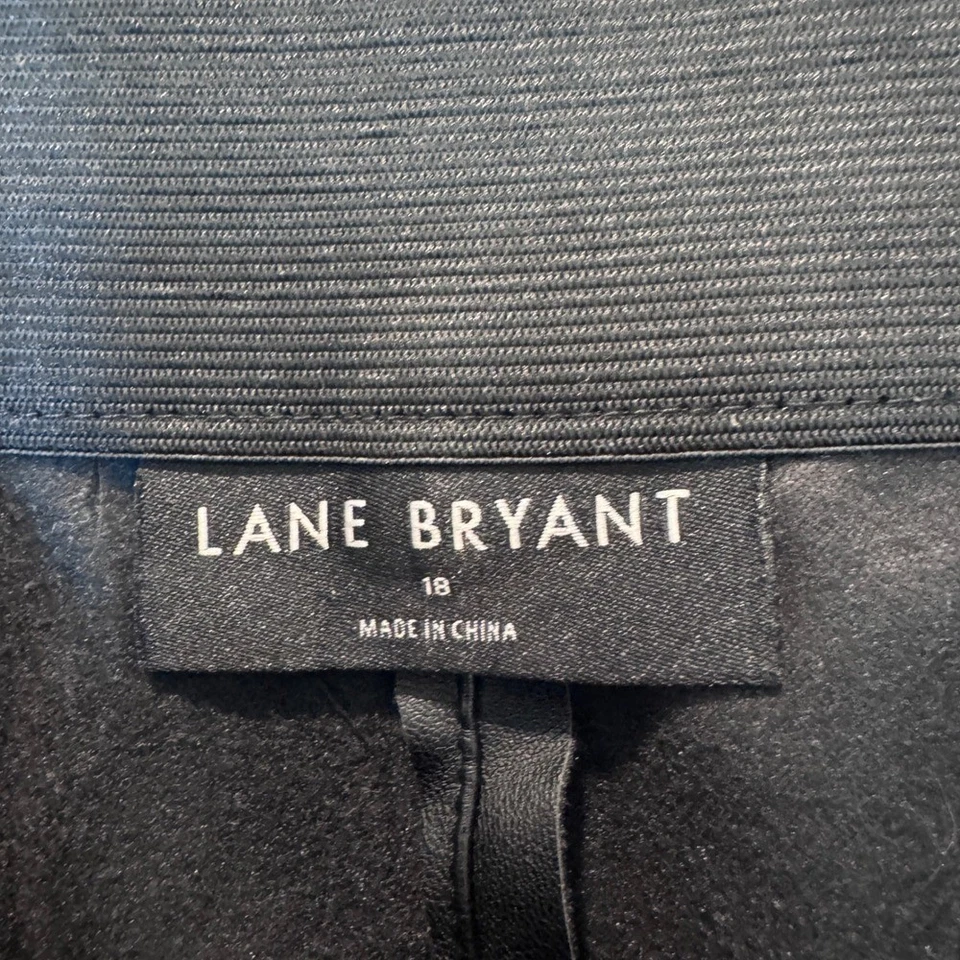 Lane Bryant Faux Leather Pants Black Plus Size 18 Cuffed Wide Ankle Career - Image 2 of 4