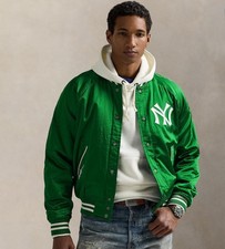 Authentic $598 Yankees Polo Ralph Lauren Satin Jacket - Green/Size M