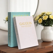 Set of 2 Decorative Books, Linen Faux Decor, Storage Box, Coffee Table, Shelf