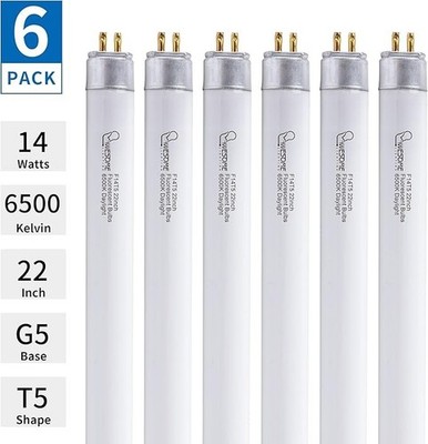 Wesome Lighting 6-Pack 22 Inch F14T5/DL Fluorescent Light Bulb, 6500K Daylight
