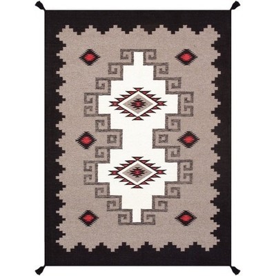 Large Wool Two Gray Hill Rug Navajo Handmade Southwest Native American Style Rug