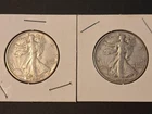 Lot (2) 1940-P & 43-P Walking Liberty Half Dollar Coins
