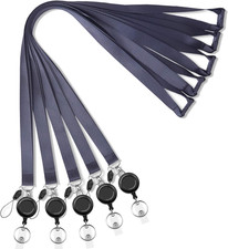 Black Lanyards 5-Pack with Retractable Badge Reel and Breakaway Safety Feature