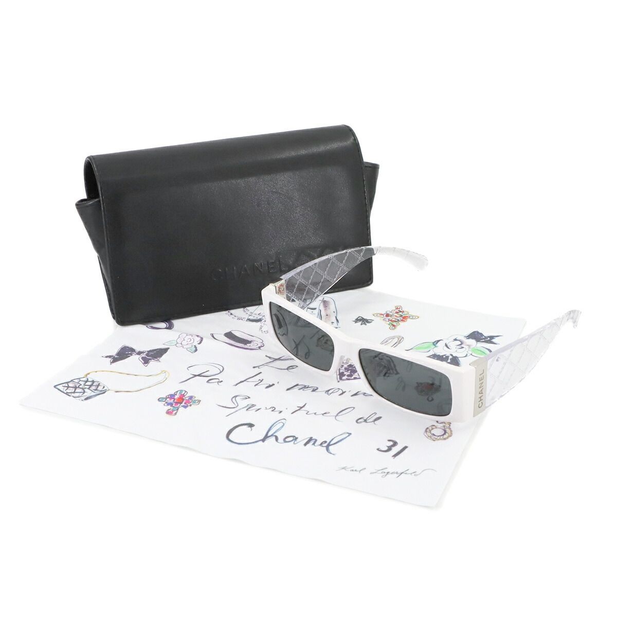 CHANEL Rectangle Shape Matelasse White Clear Logo… - image 2