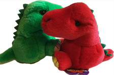 Dinosaur PUFFKINS Plush Swibco 1997 Vintage Drake and Pickles set of 2