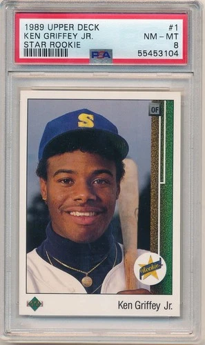 KEN GRIFFEY JR 1989 UD UPPER DECK #1 RC ROOKIE CARD SEATTLE MARINERS PSA 8 NM-MT