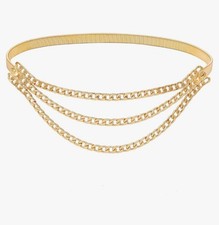 Suyi Skinny Stretch Belt Multilayer Metal Waist Belts Elastic Cinch Waistband...