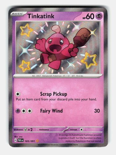 Tinkatink 165/091 Shiny Rare Paldean Fates Pokemon Holo Near Mint