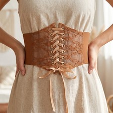 Fashion Women Waist Corset Elastic Waistband Wide Lace Slimming Body Belts