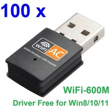 Lot 100 x Mini Dual-Band USB WiFi Wireless Adapter Network Card 600Mbps 2.4/5.8G