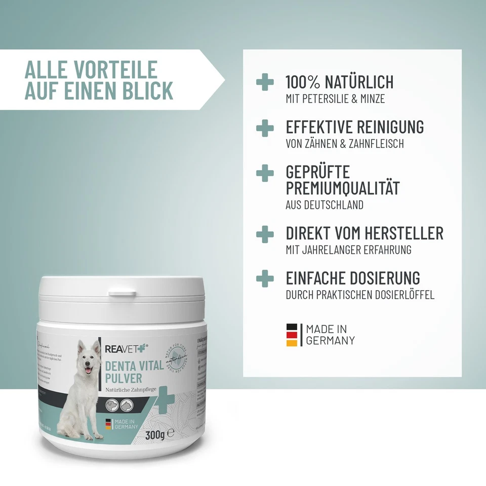 REAVET Denta Vital Zahnpflege Pulver für Hund & Katze 300g - Zahnsteinentferner - Bild 3 von 4