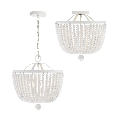 Crystorama Rylee 16 1/2" Wide 4-Light Matte White Beaded Chandelier - Picture 5 of 7