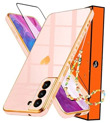  Heart Case for Samsung Galaxy S22 5G 6.1 Inch Women Cute Aesthetic Love Pink