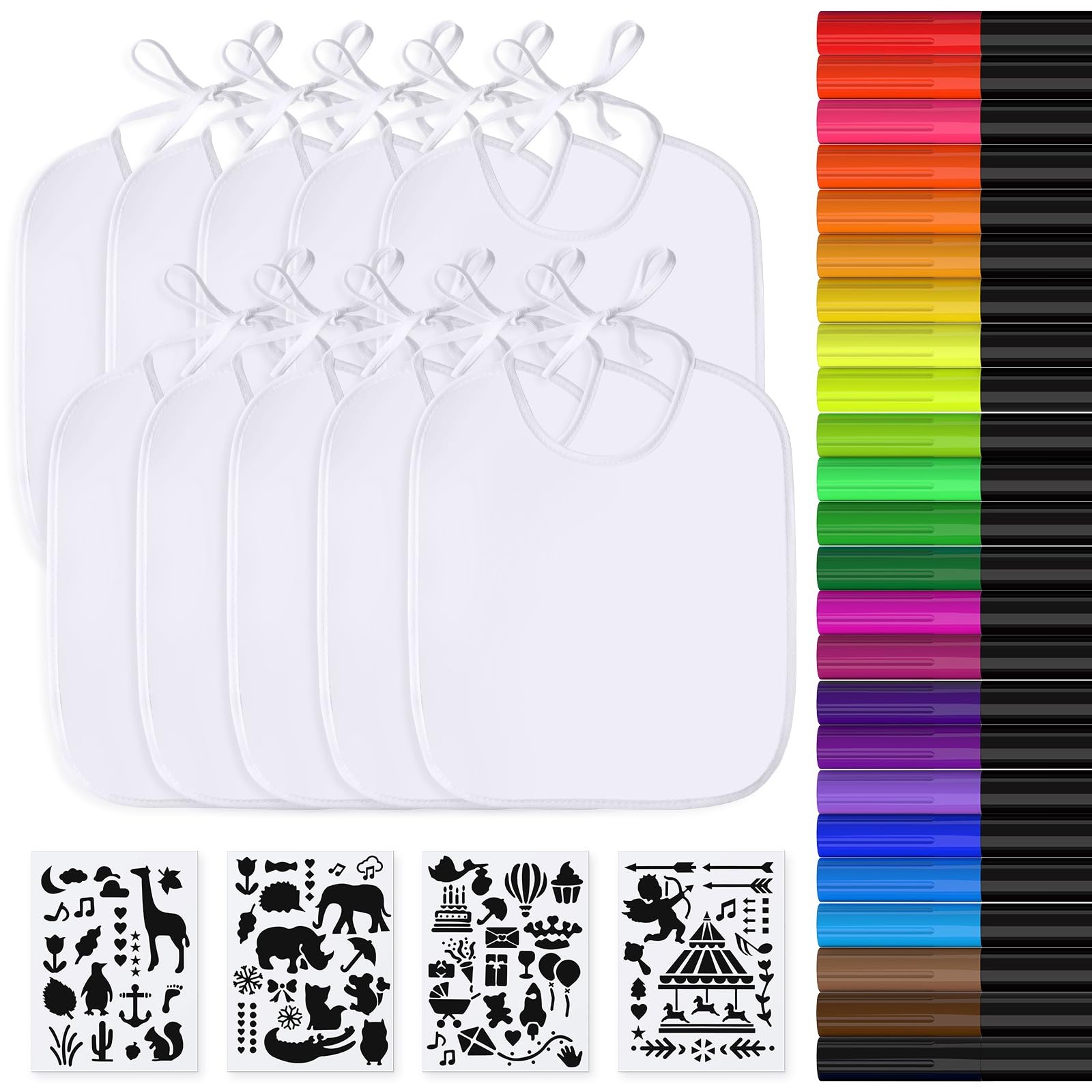Bavoir pour bébé blanc imperméable pour éviter les taches avec ce lot de 10 bavoirs naissance