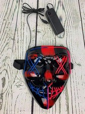 Halloween Costume Party Scary Mask LED Light Up Masks Pink Blue Smile X