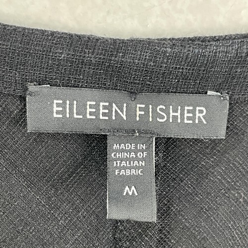 Abito Eileen Fisher donna nero medio senza maniche maxi misto lino floreale estivo - Foto 4 di 8