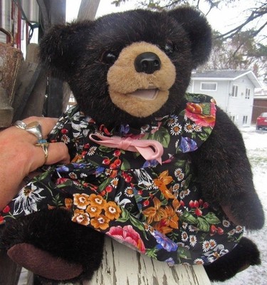 VINTAGE BLACK TEDDY BEAR W TEETH ARTIST BEAVER VALLEY ZOES FISCHER