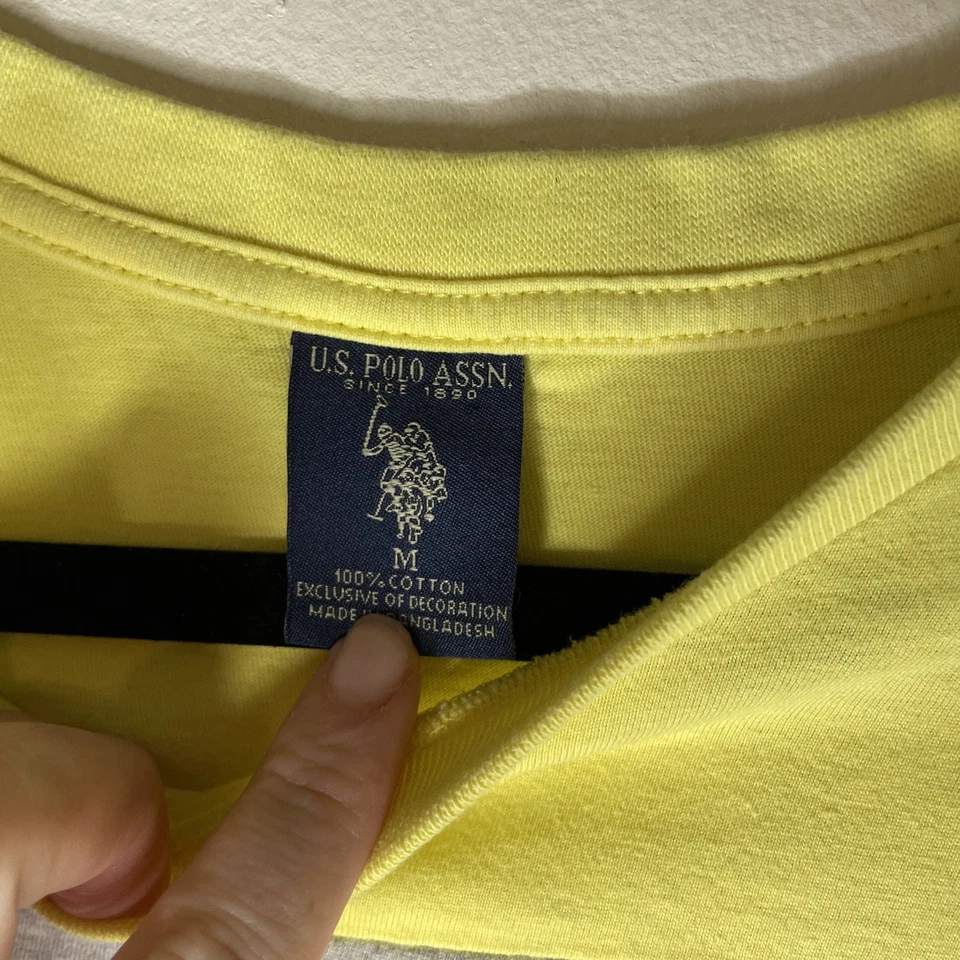 Polo EE. UU. ASSN. Camiseta Hombre M 100% Algodón Tricolor Amarillo Gris Blanco Foto 4 de 4