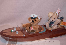 Rare Steiff Teddy Bears With Motor Boat 2006 Limited Edition Mohair Set With Box